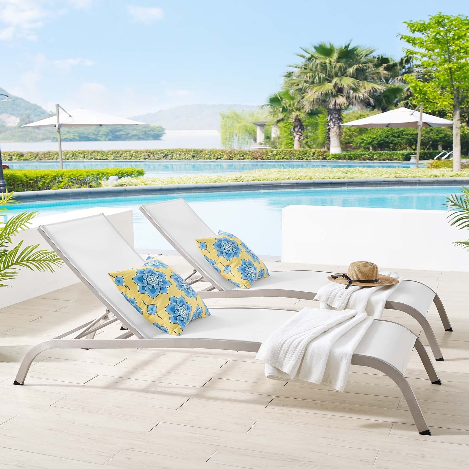 Savannah Outdoor Patio Mesh Chaise Lounge Set of 2 by Modway