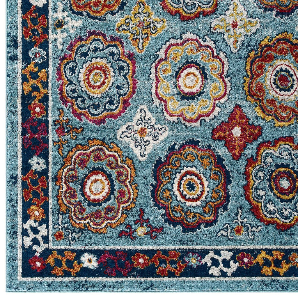 Entourage Odile Distressed Floral Moroccan Trellis 8x10 Area Rug by Modway