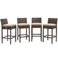Conduit Outdoor Patio Wicker Rattan Bar Stool Set of 4 by Modway