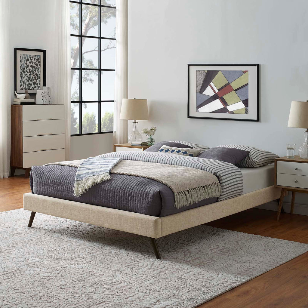 Loryn Fabric Queen Bed Frame with Round Splayed Legs by Modway