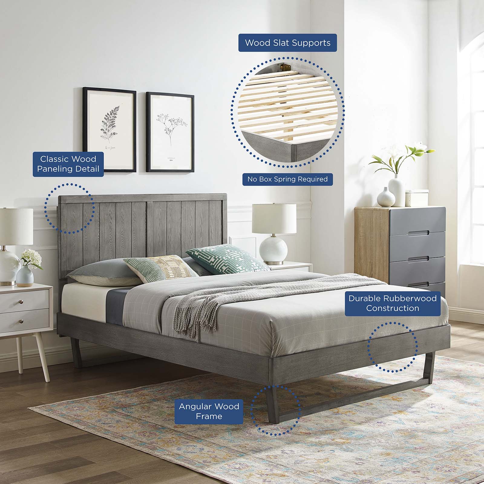 Alana Wood King Platform Bed With Angular Frame by Modway