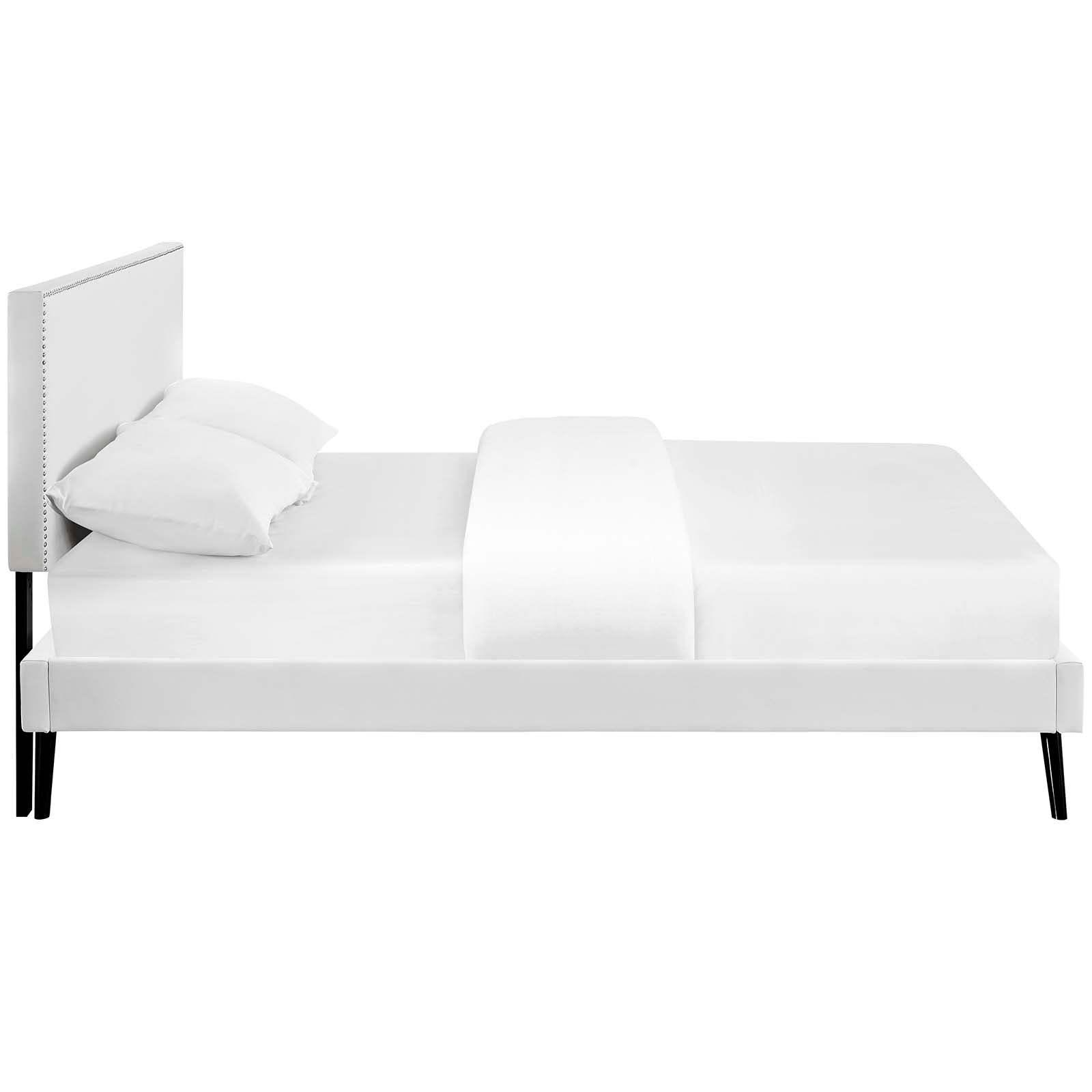 Macie Full Vinyl Platform Bed with Round Splayed L