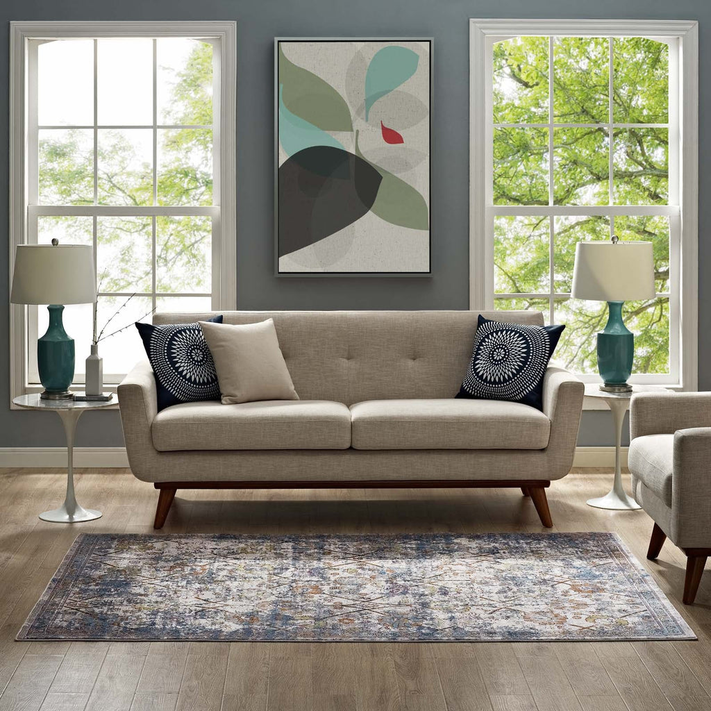 Minu Distressed Floral Lattice 5x8 Area Rug by Modway