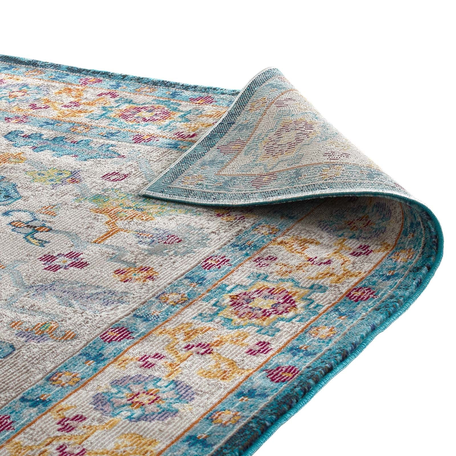 Success Anisah Distressed Floral Vintage Medallion 5x8 Area Rug by Modway