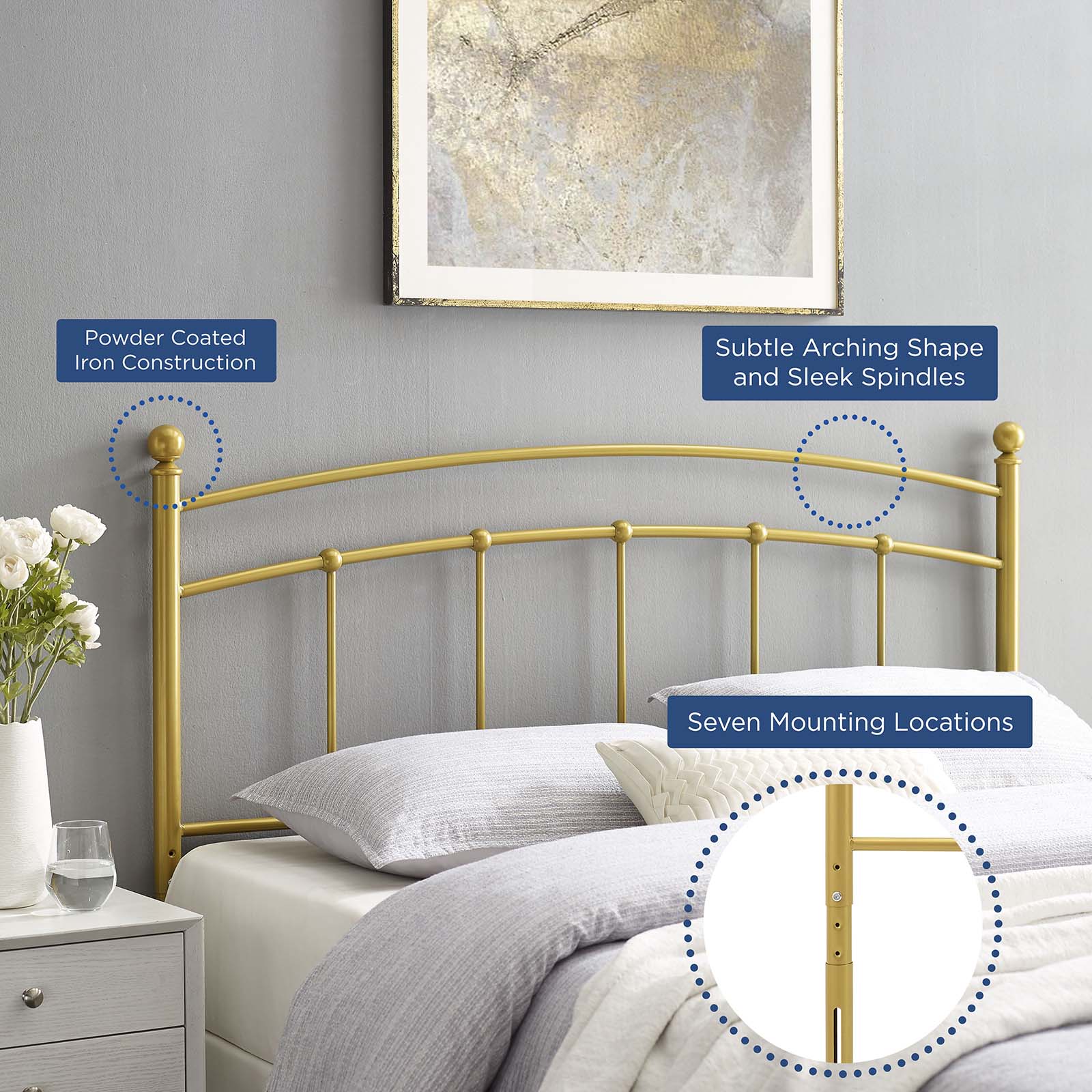 Abigail Metal King Headboard by Modway