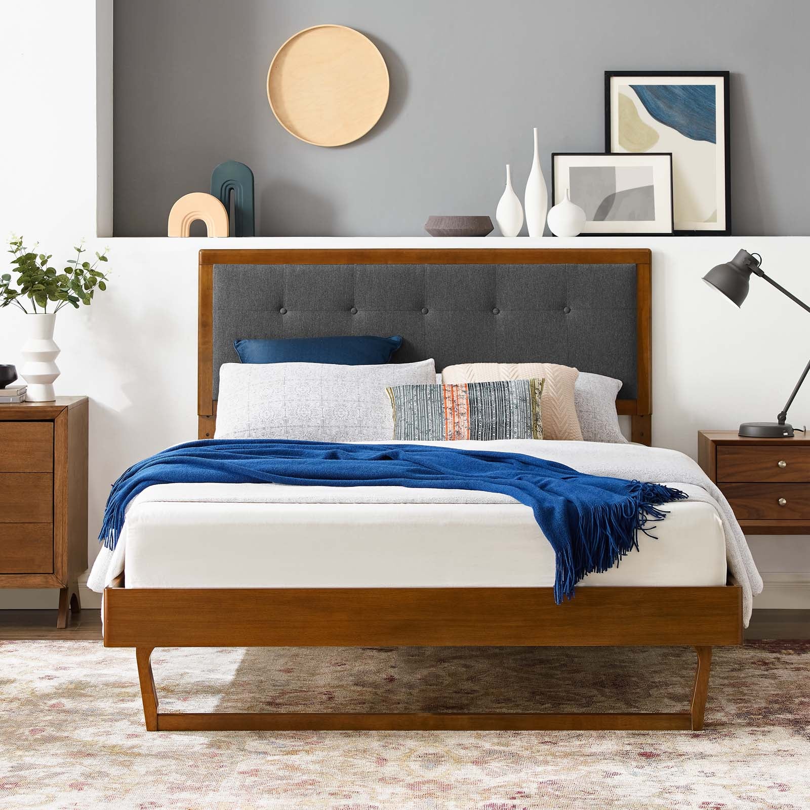 Willow Wood King Platform Bed With Angular Frame by Modway