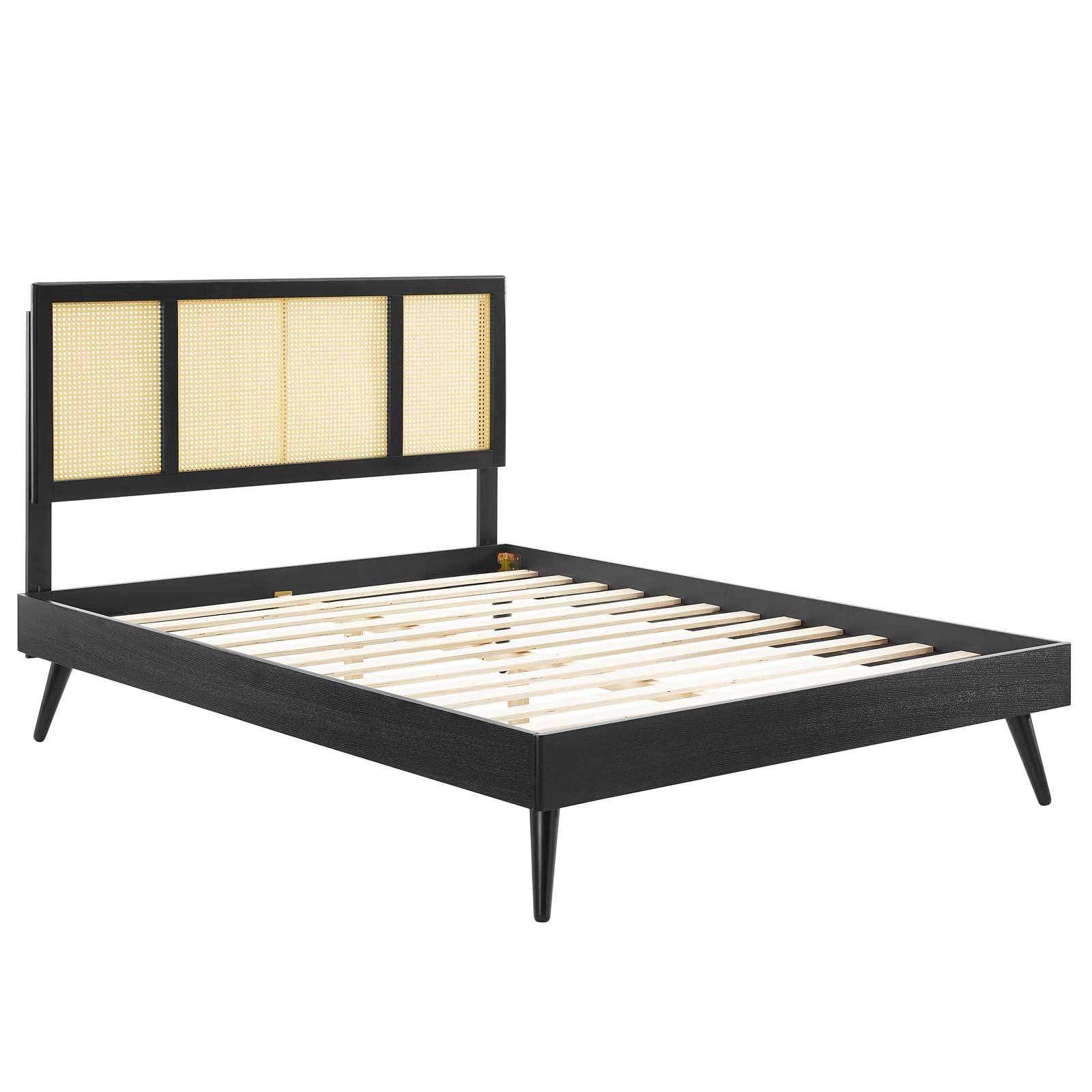 Kelsea Cane and Wood Queen Platform Bed With Splayed Legs by Modway