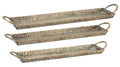 Hammered Metal Tray with Washed Finish and Handles (Set of 3)