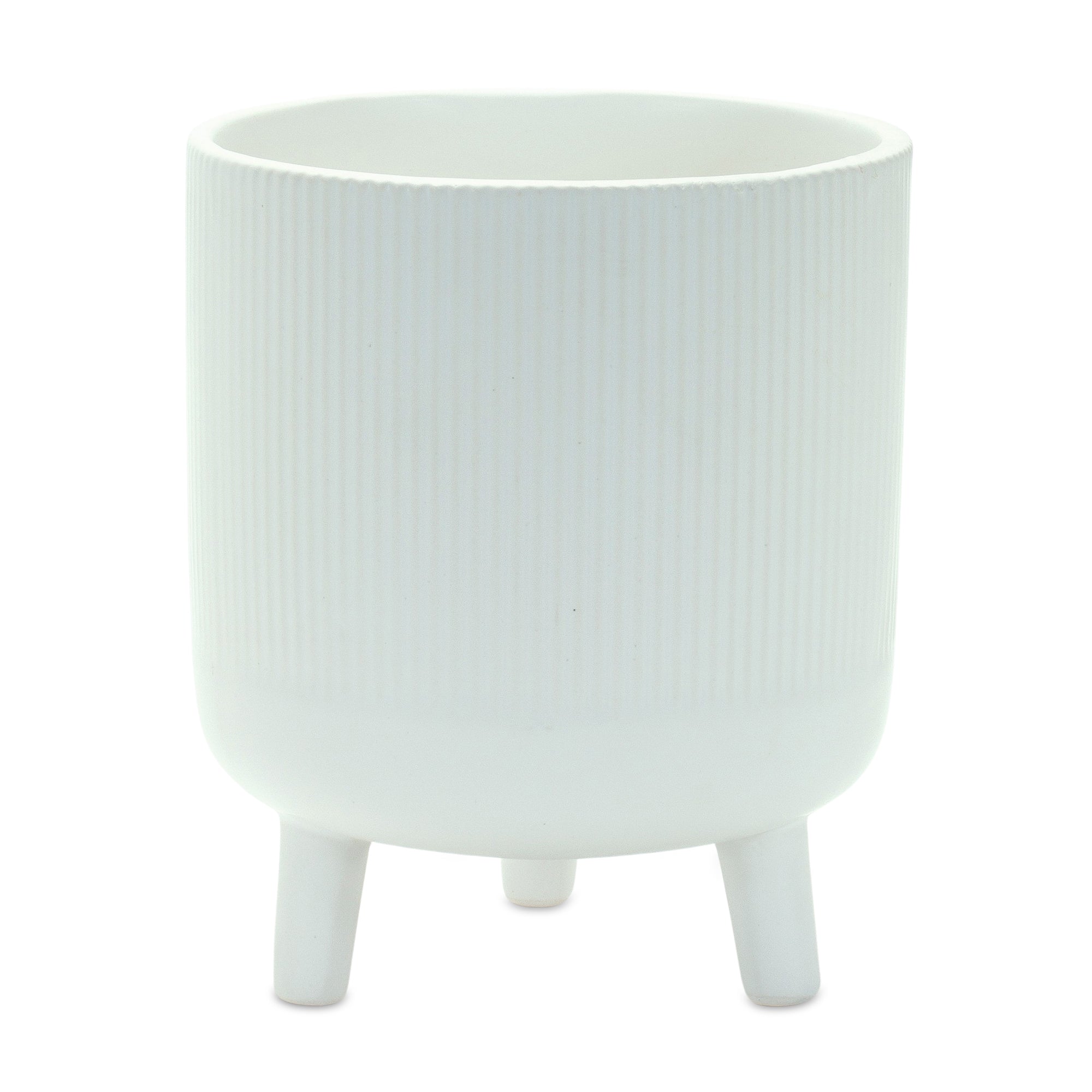 Ribbed Stone Footed Planter (Set of 2)