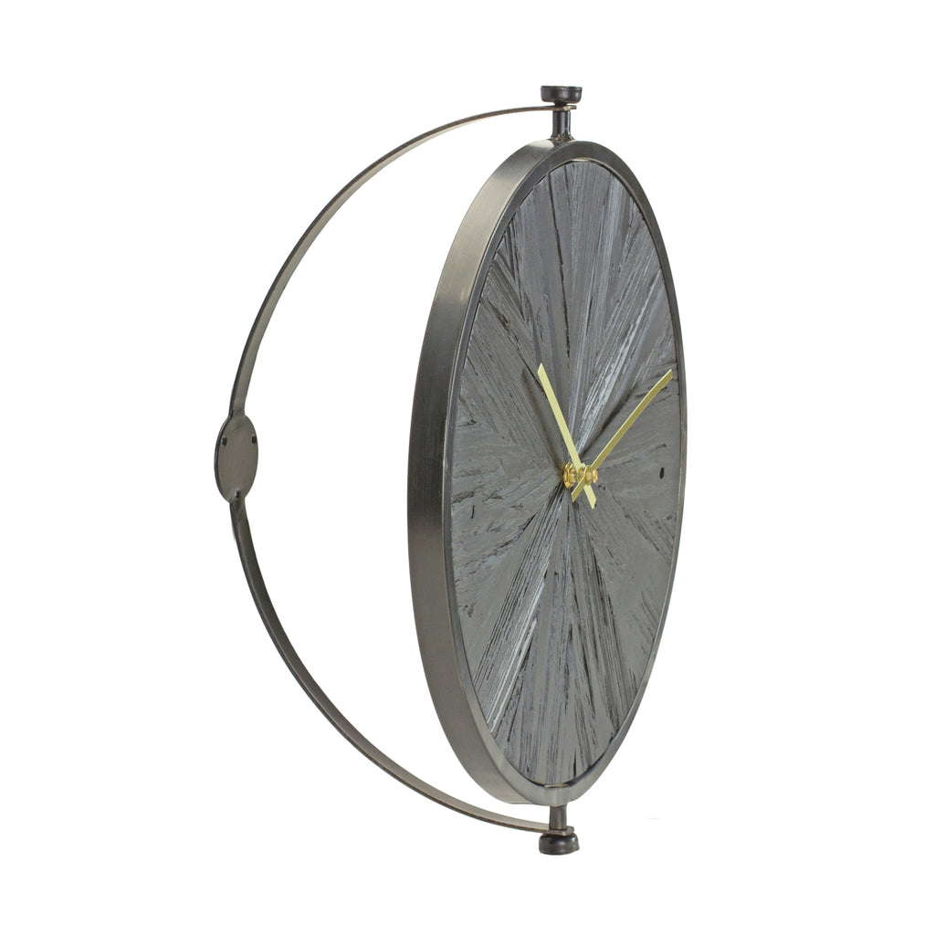 Modern Wood Wall Clock with Suspended Stand 16.25"D