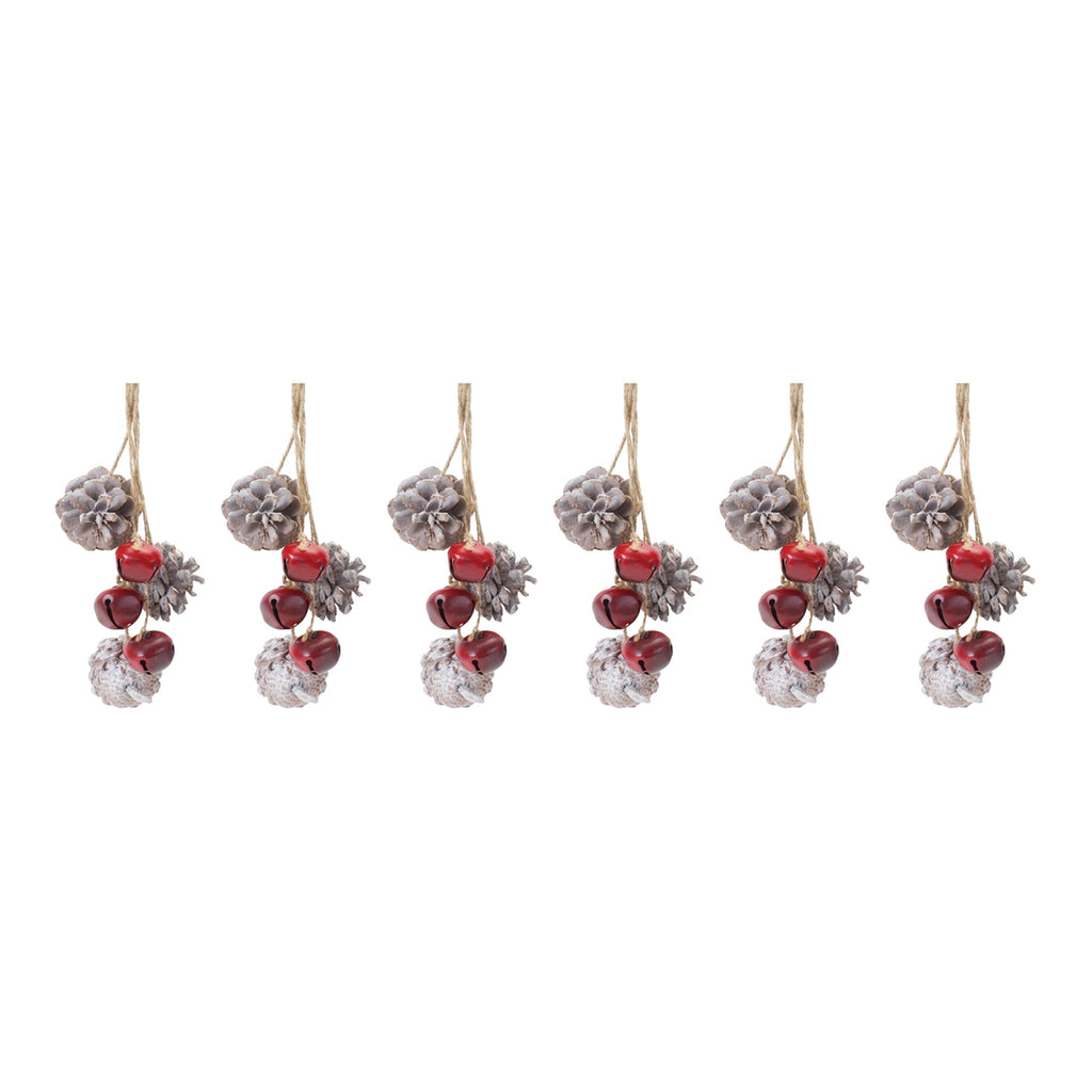 Bell and Pine Cone Drop Ornament (Set of 6)