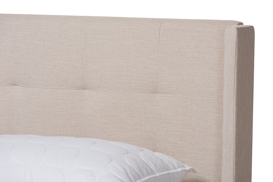 Baxton Studio Lisette Modern and Contemporary Beige Fabric Upholstered King Size Bed