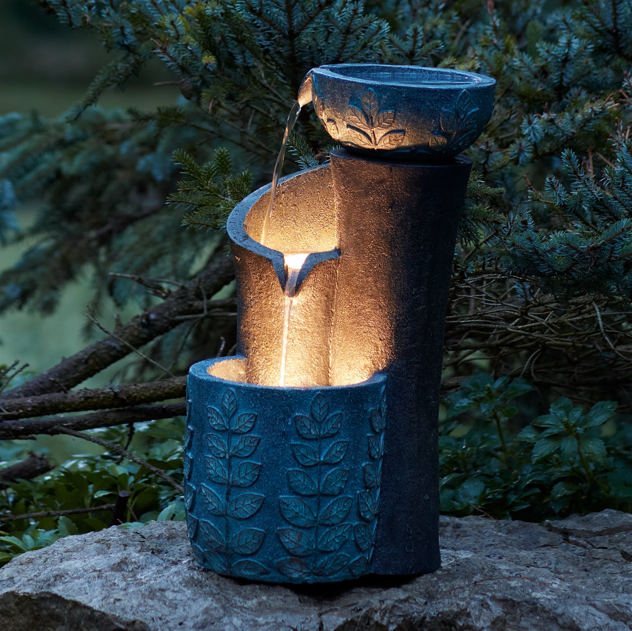 Cascading Leaf Bowl Fountain 19.5"H