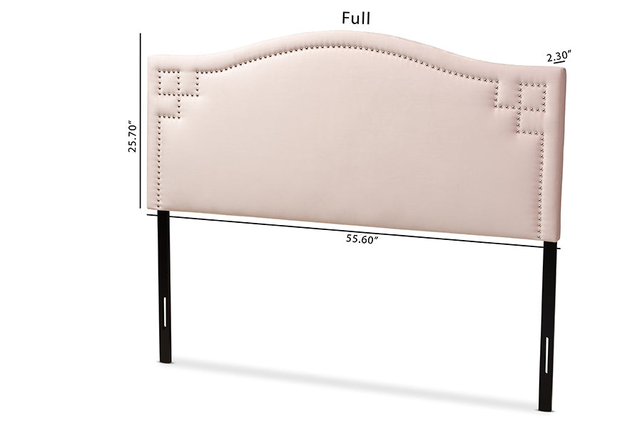 Baxton Studio Aubrey Modern and Contemporary Light Pink Velvet Fabric Upholstered Full Size Headboard