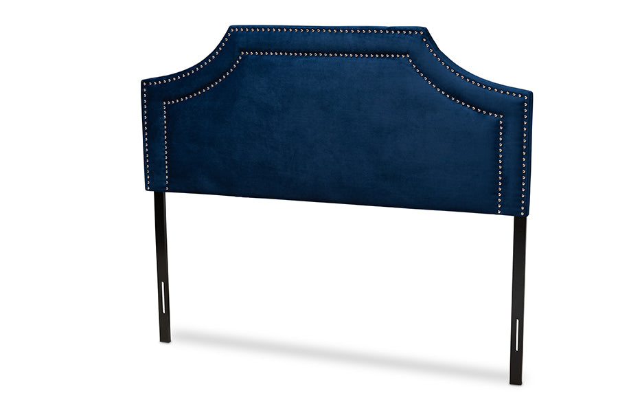 Baxton Studio Avignon Modern and Contemporary Navy Blue Velvet Fabric Upholstered King Size Headboard