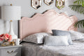 Baxton Studio Nadeen Modern and Contemporary Light Pink Velvet Fabric Upholstered Full Size Headboard