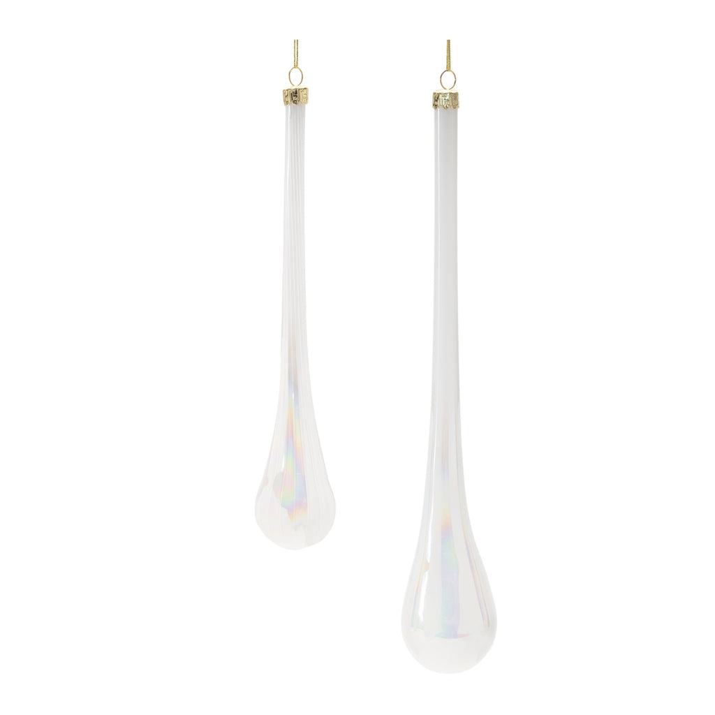 Iridescent Glass Drop Ornament (Set of 6)