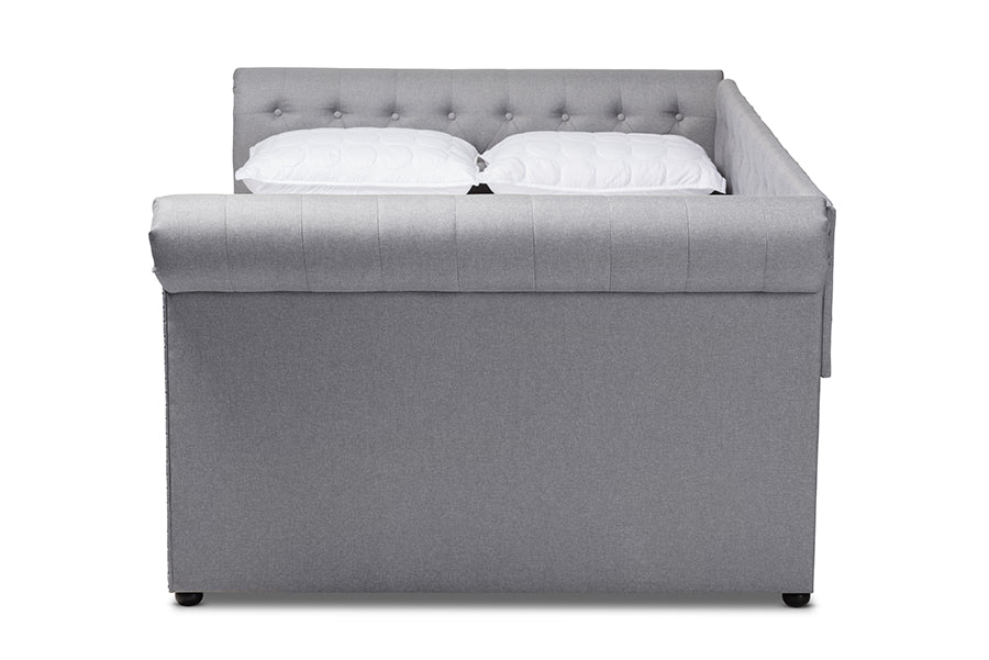Baxton Studio Mabelle Modern and Contemporary Gray Fabric Upholstered Full Size Daybed with Trundle