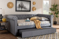 Baxton Studio Mabelle Modern and Contemporary Gray Fabric Upholstered Full Size Daybed with Trundle