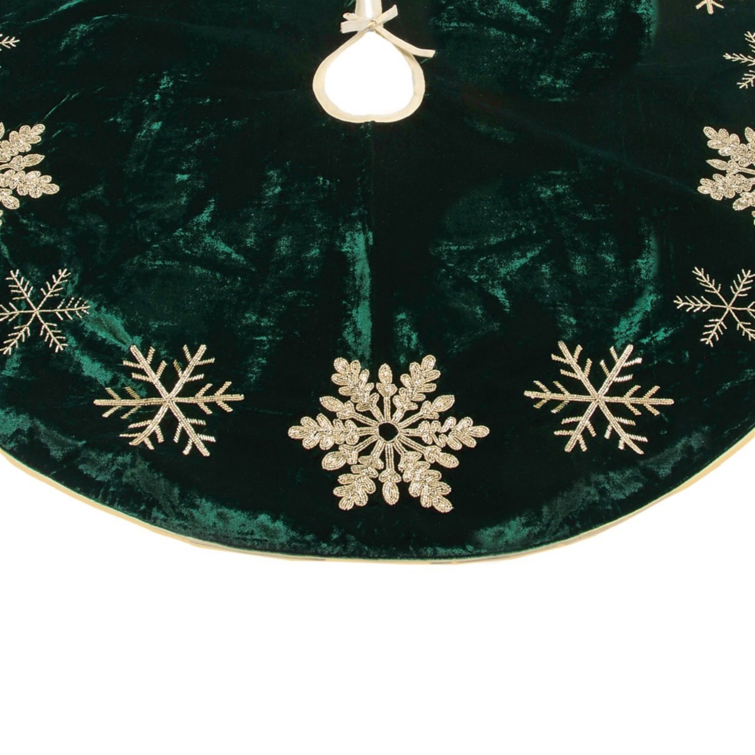 Embroidered Snowflake Christmas Tree Skirt 48"D