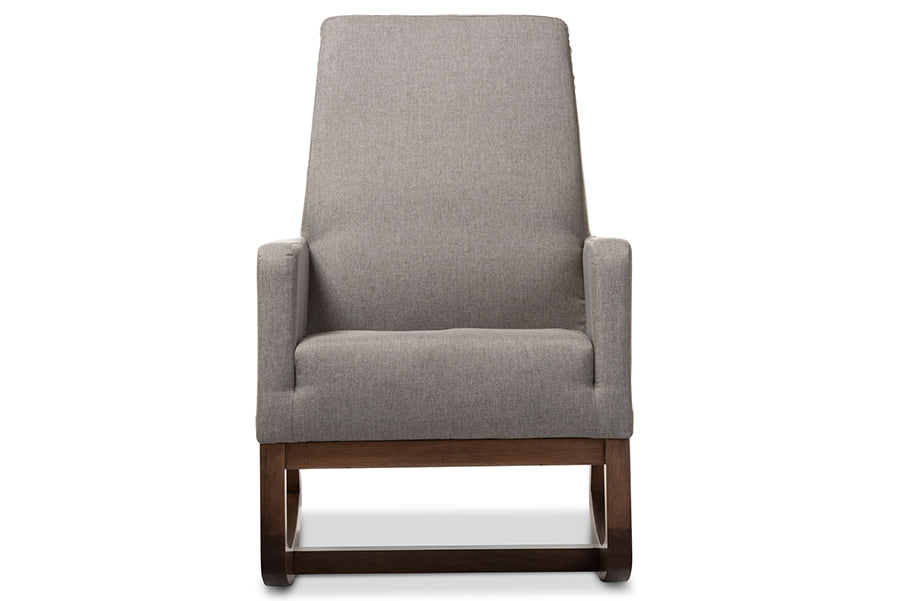 Baxton Studio Yashiya Mid-century Retro Modern Grey Fabric Upholstered Rocking Chair