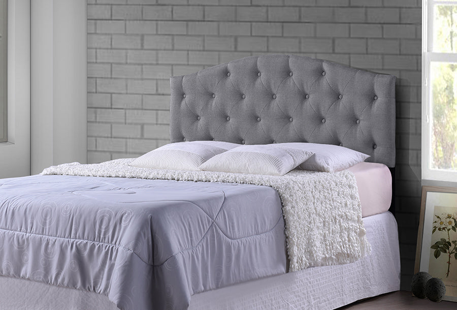 Baxton Studio Myra Modern and Contemporary Full Size Grey Fabric Upholstered Button-tufted Scalloped Headboard