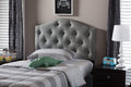 Baxton Studio Myra Modern and Contemporary Grey Fabric Upholstered Button-Tufted Scalloped Twin Size Headboard