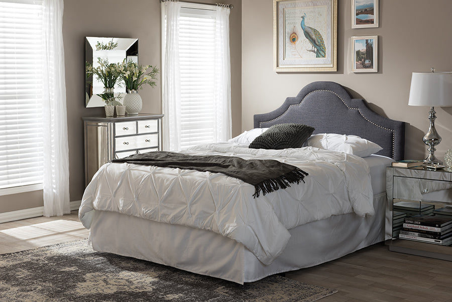 Baxton Studio Rita Modern and Contemporary Dark Grey Fabric Upholstered Queen Size Headboard
