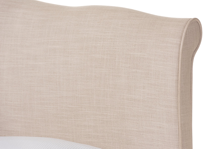 Baxton Studio Fannie French Classic Modern Style Beige Linen Fabric King Size Platform Bed