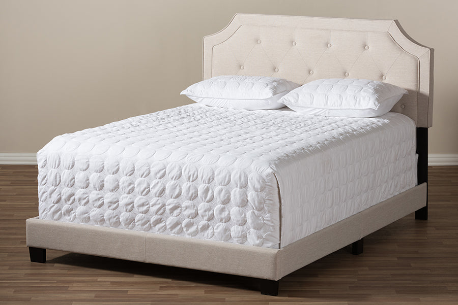 Baxton Studio Willis Modern and Contemporary Light Beige Fabric Upholstered Queen Size Bed