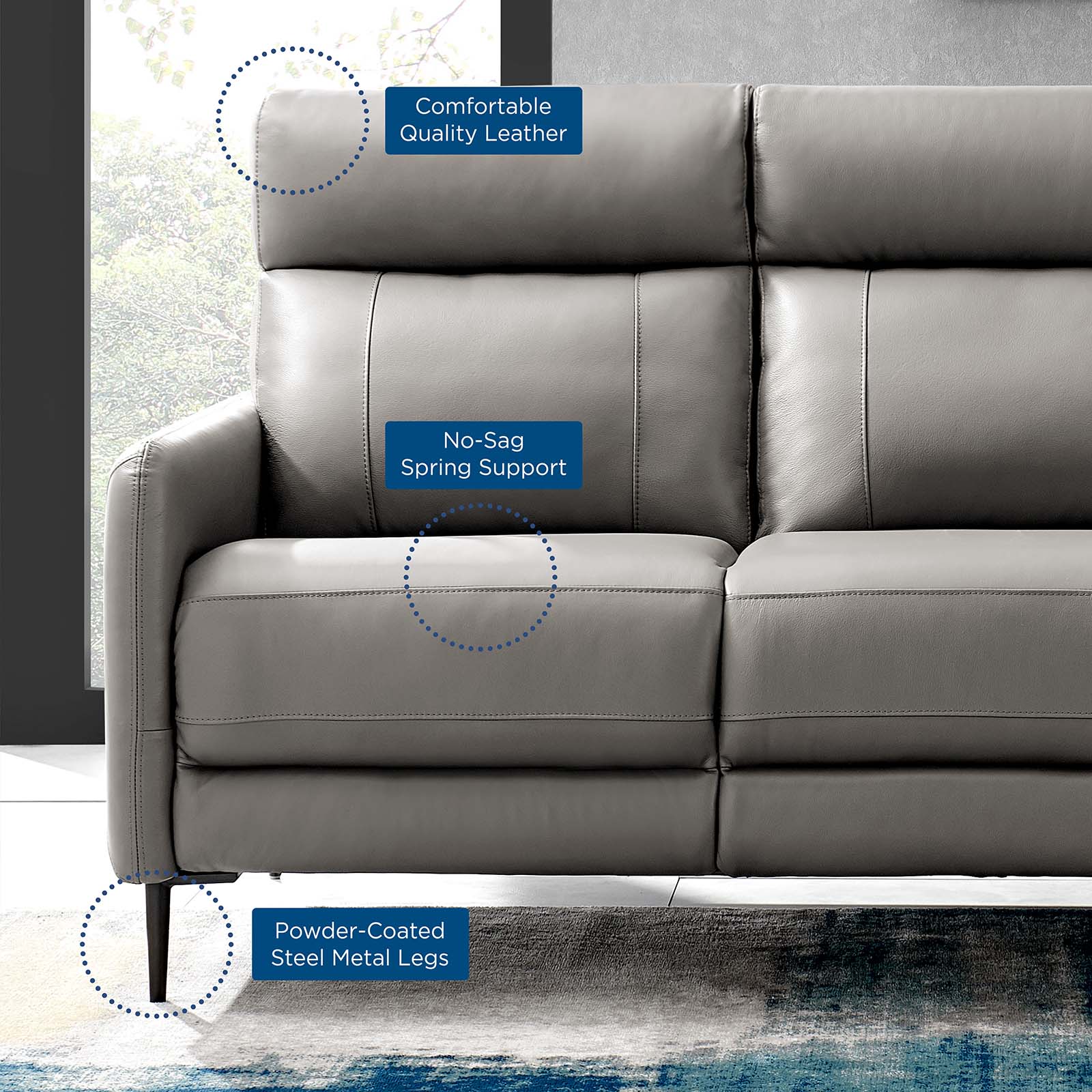 Huxley Leather Sofa by Modway