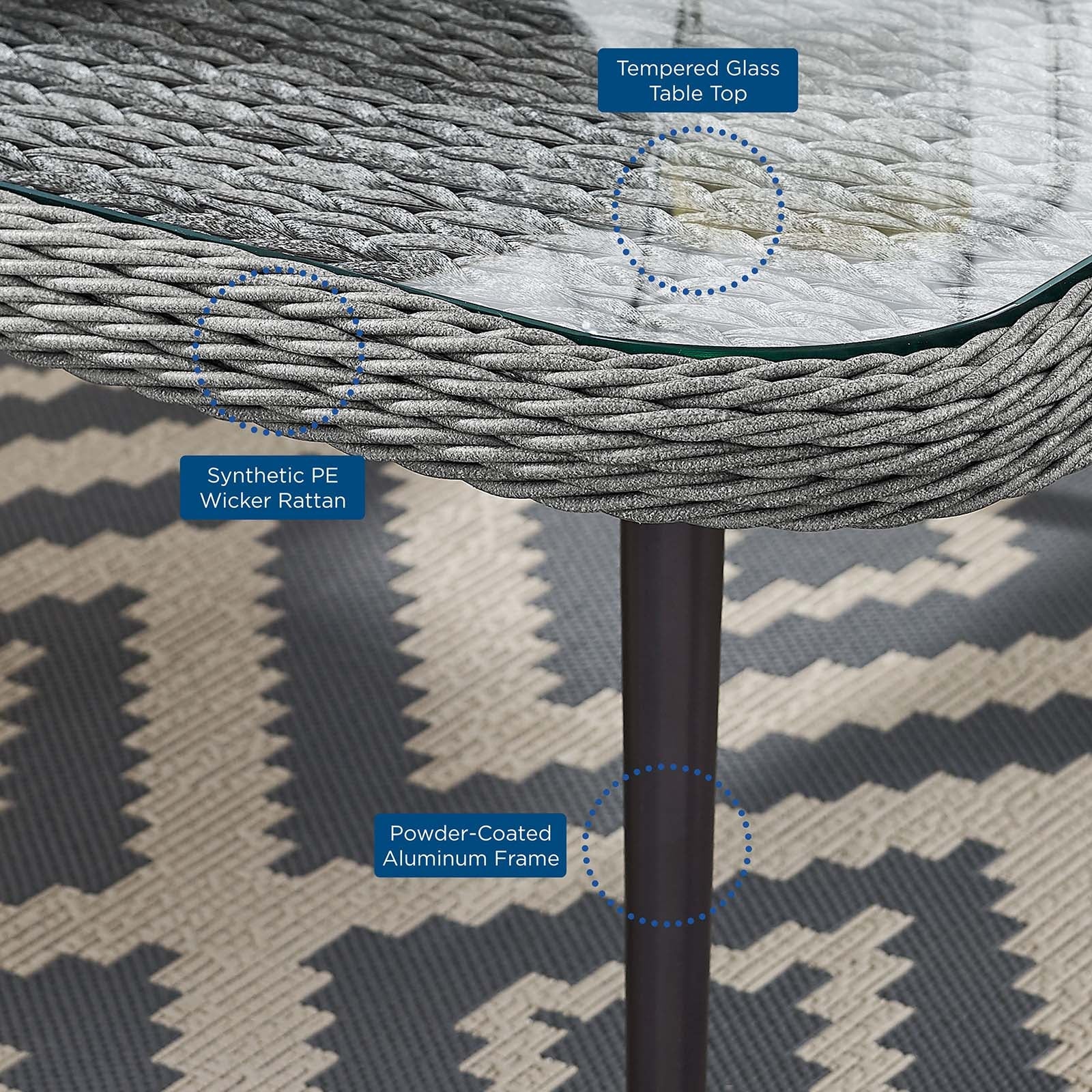 Endeavor Outdoor Patio Wicker Rattan Square Coffee Table by Modway