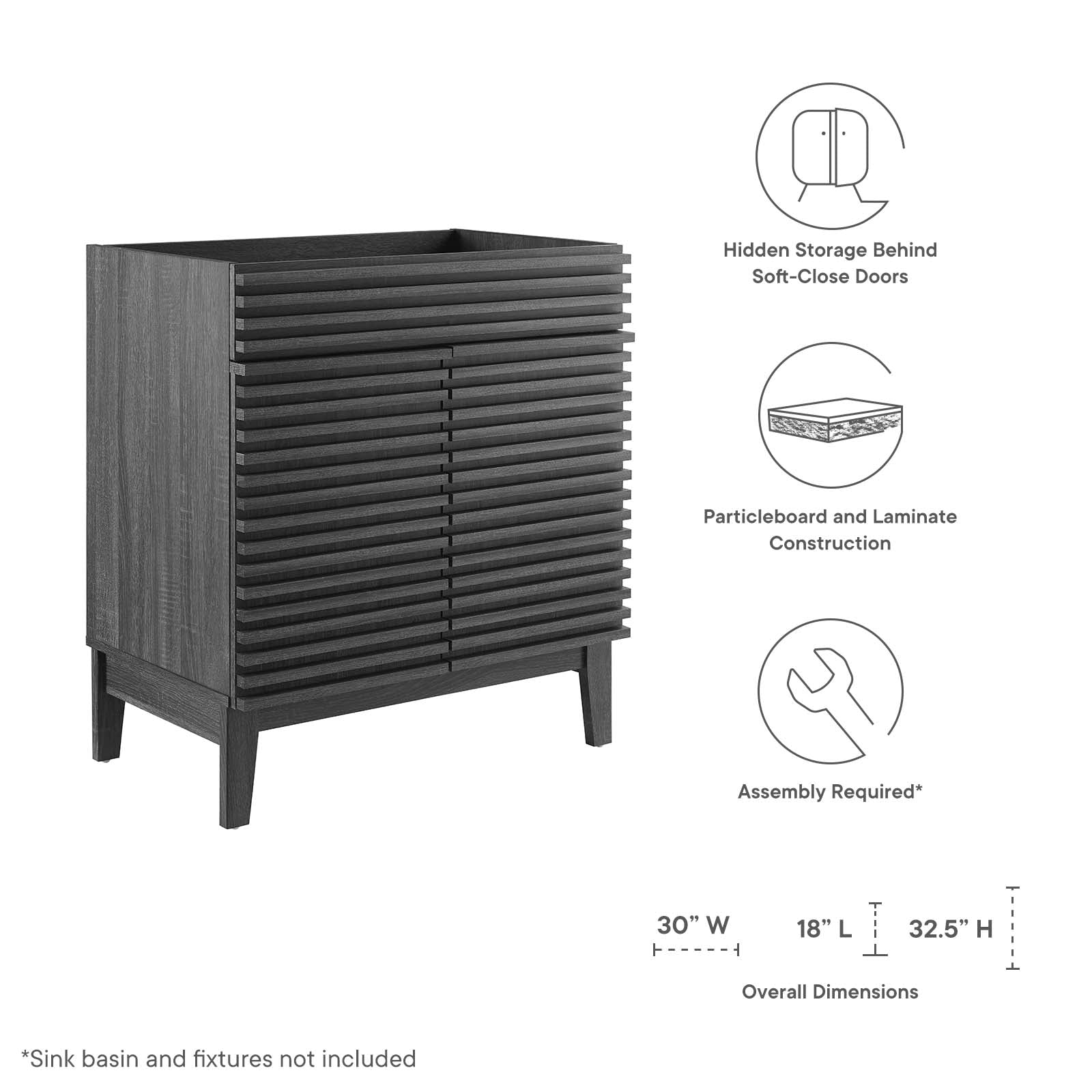Render 30" Bathroom Vanity Cabinet (Sink Basin Not Included) by Modway