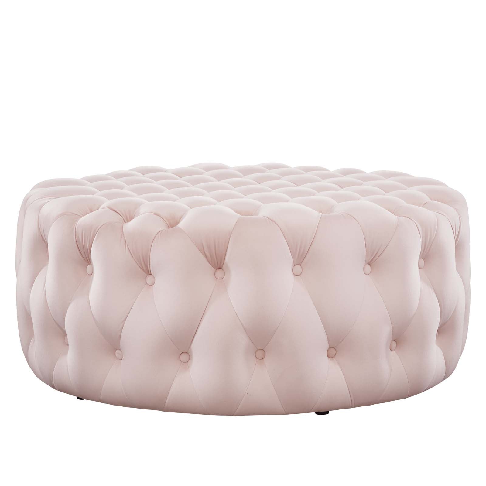 Amour Tufted Button Large Round Performance Velvet Ottoman by Modway