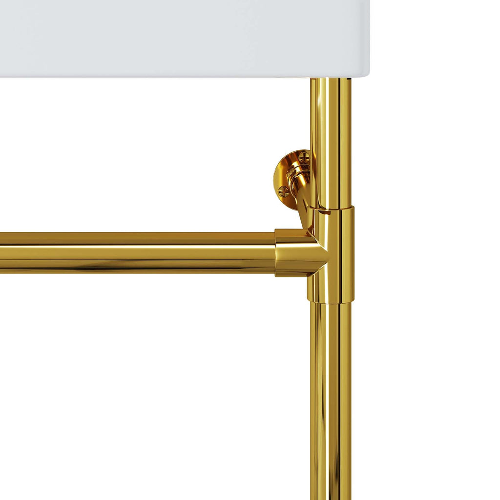 Redeem 24" Wall-Mount Gold Stainless Steel Bathroom Vanity by Modway