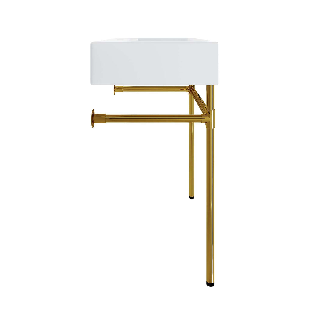 Redeem 32" Wall-Mount Gold Stainless Steel Bathroom Vanity by Modway