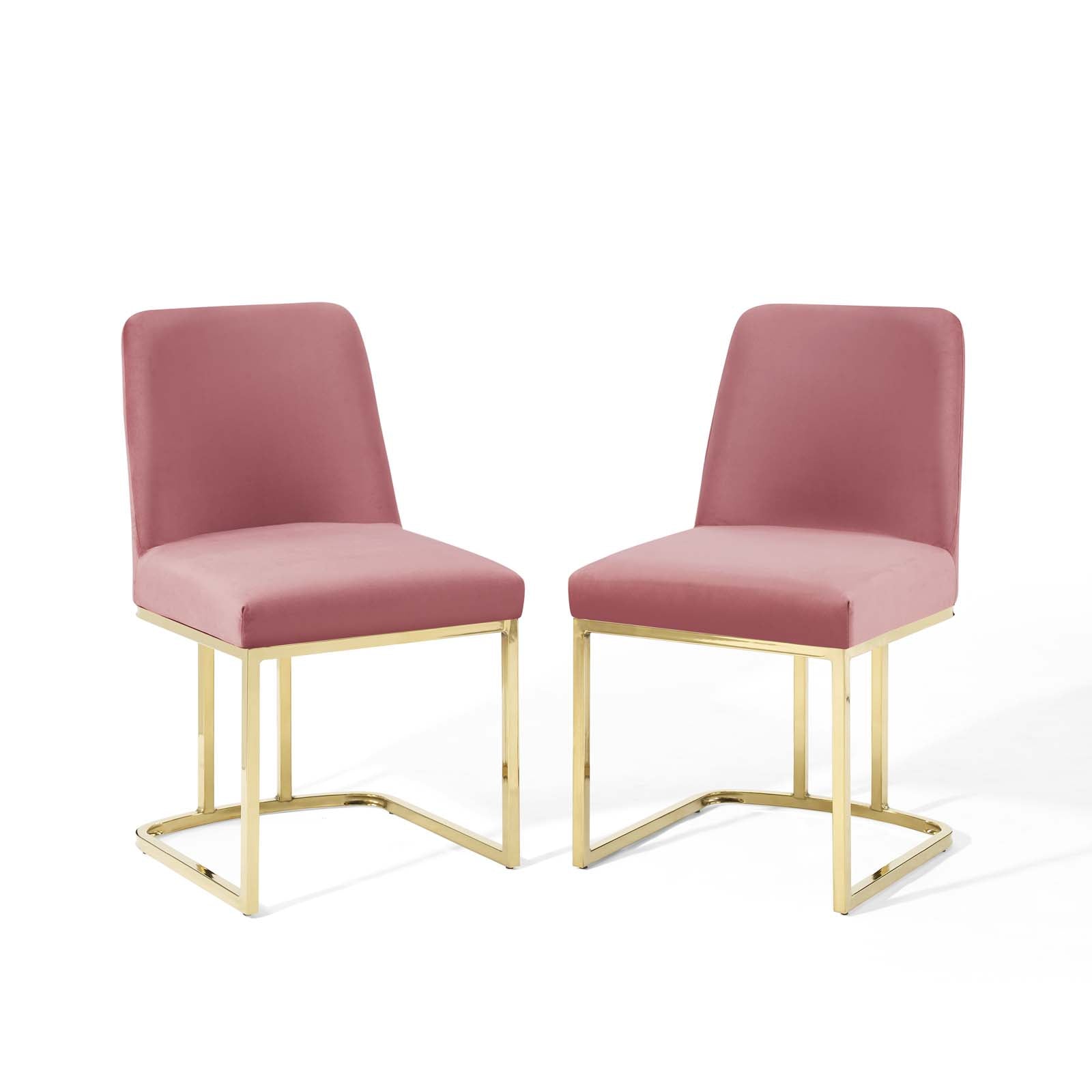 Amplify Sled Base Performance Velvet Dining Chairs Set of 2 by Modway