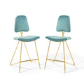 Ponder Performance Velvet Bar Stool Set of 2 by Modway