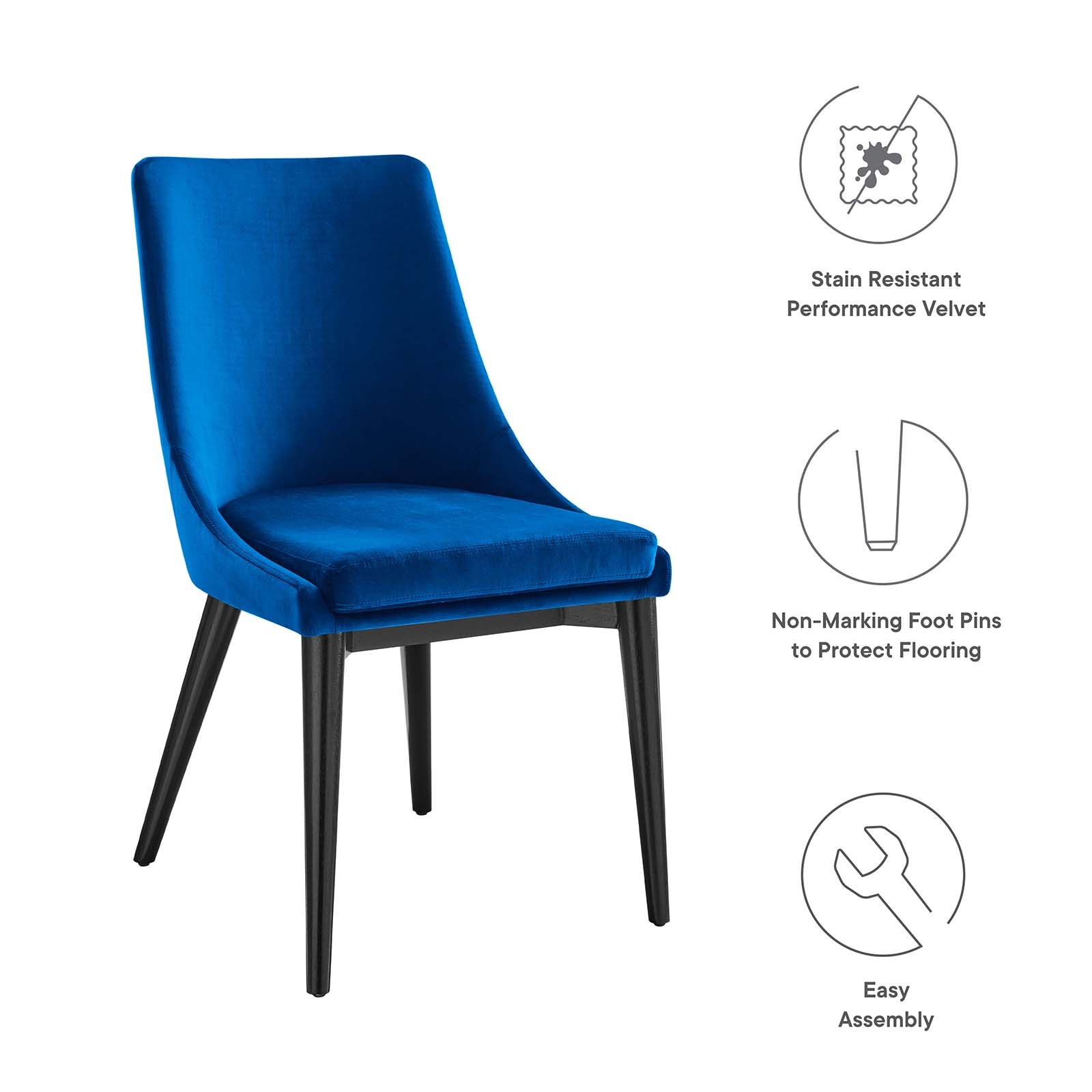 Viscount Accent Performance Velvet Dining Chairs Set of 2 by Modway