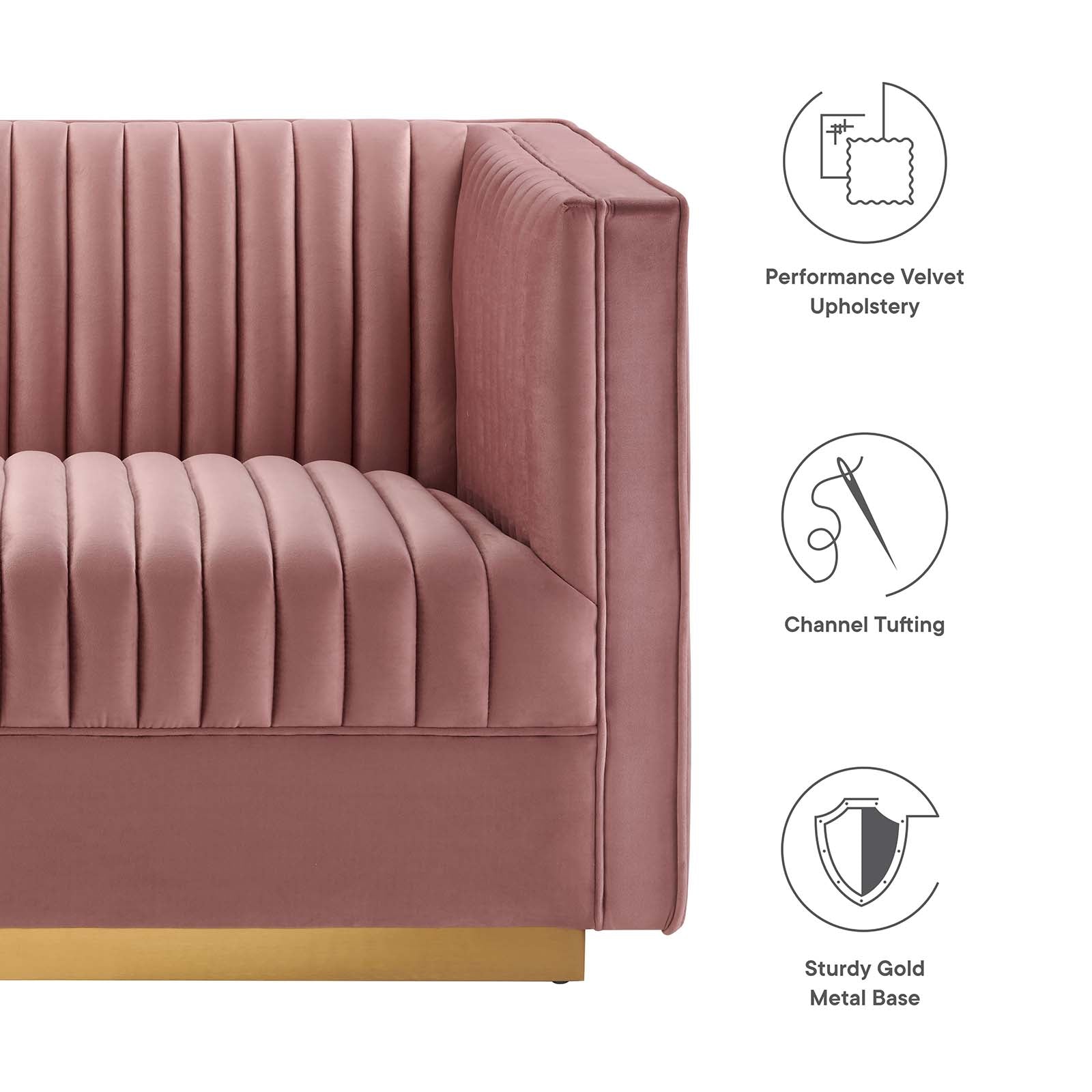 Sanguine Channel Tufted Performance Velvet Modular Sectional Sofa Loveseat by Modway