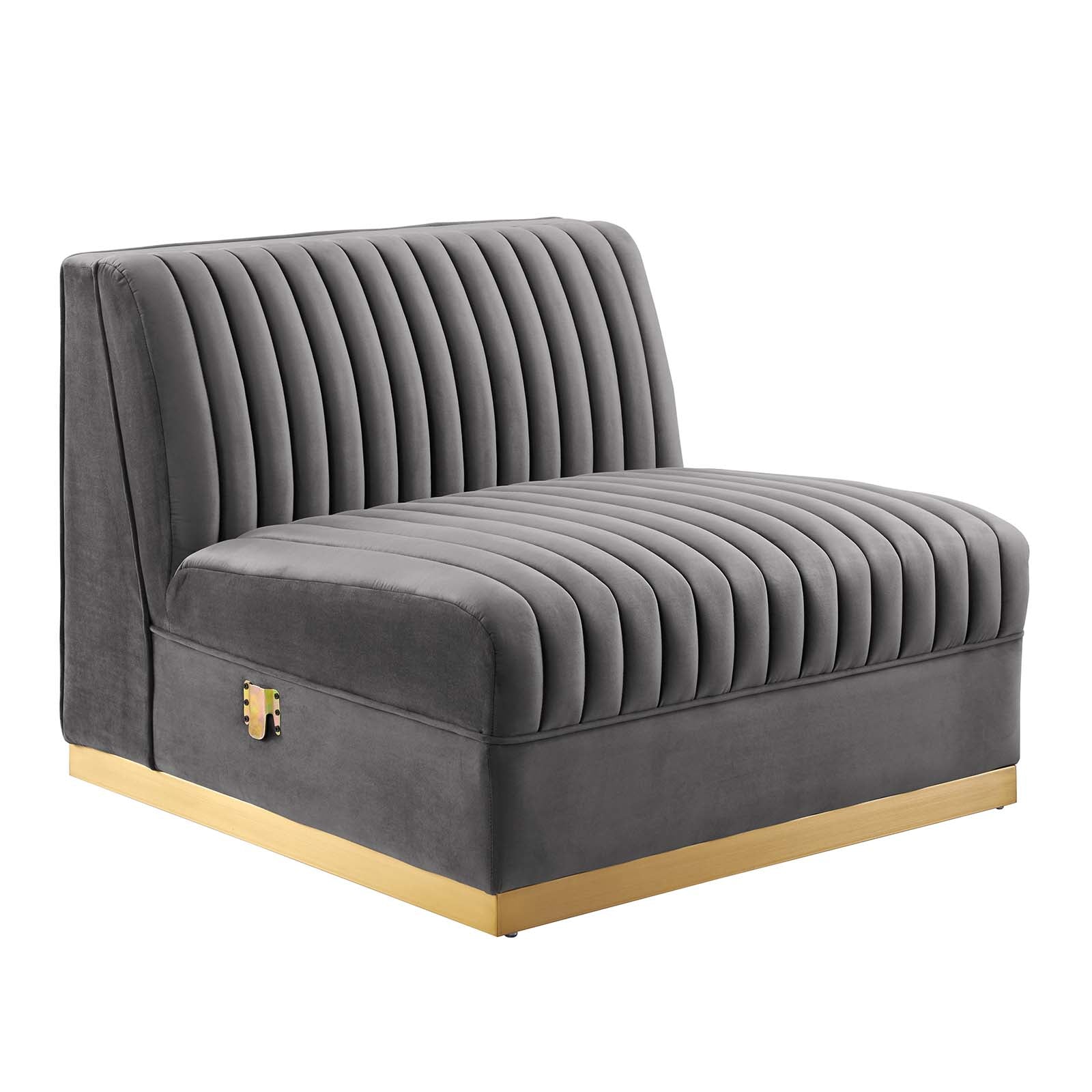 Sanguine Channel Tufted Performance Velvet 3-Seat Modular Sectional Sofa by Modway