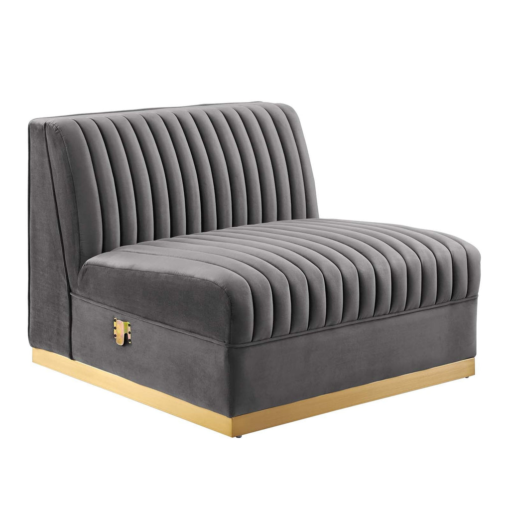 Sanguine 4-Piece Channel Tufted Performance Velvet Modular Sectional Sofa by Modway
