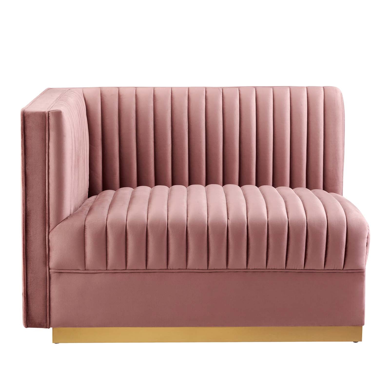 Sanguine 4-Piece Channel Tufted Performance Velvet Right-Facing Modular Sectional Sofa by Modway