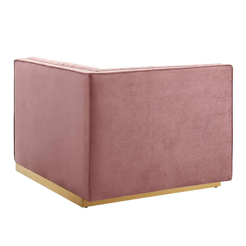 Sanguine 4-Piece Channel Tufted Performance Velvet Right-Facing Modular Sectional Sofa by Modway