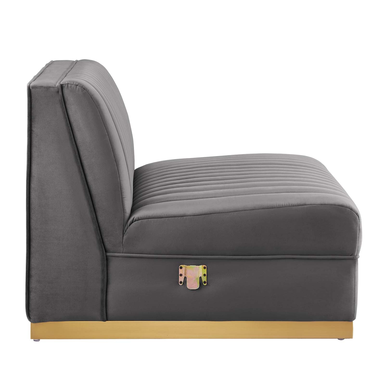 Sanguine 4-Piece Channel Tufted Performance Velvet Left-Facing Modular Sectional Sofa by Modway