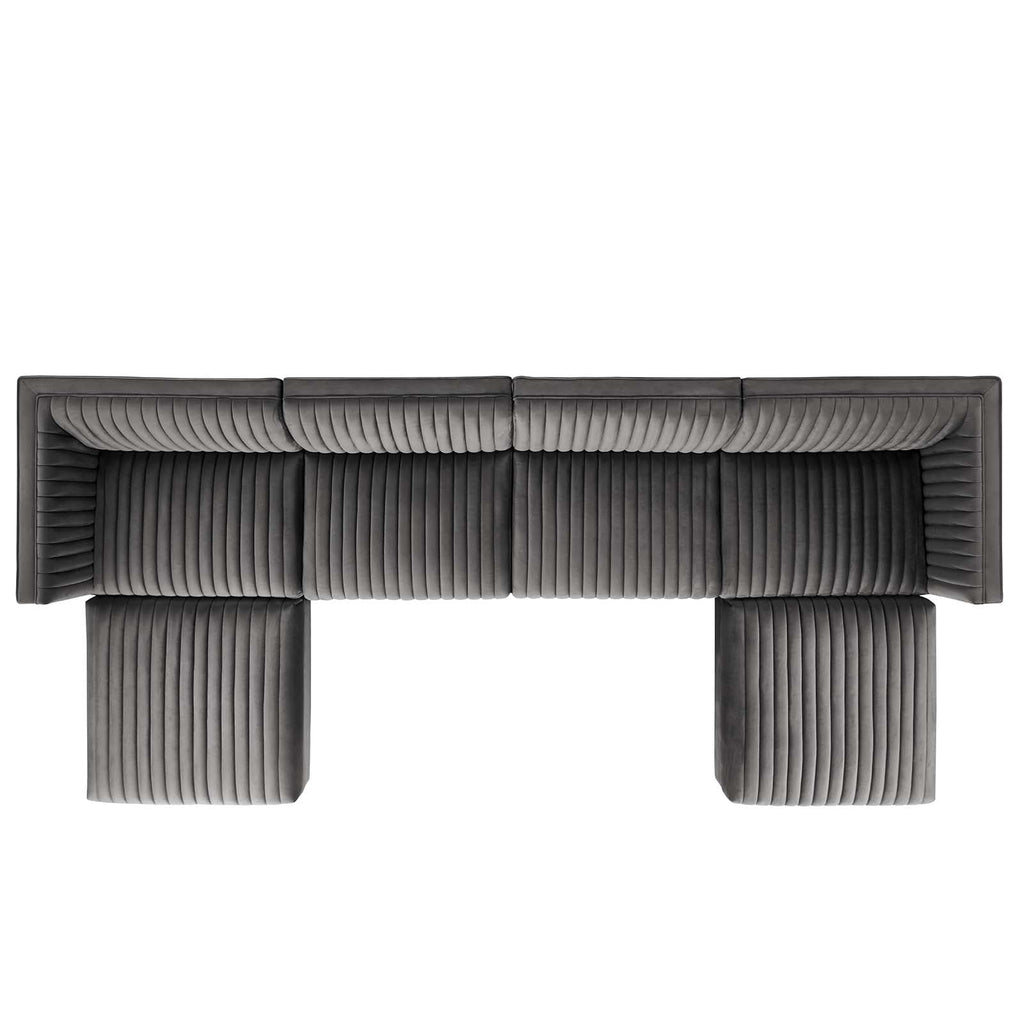 Sanguine 6-Piece Channel Tufted Performance Velvet Modular Sectional Sofa by Modway