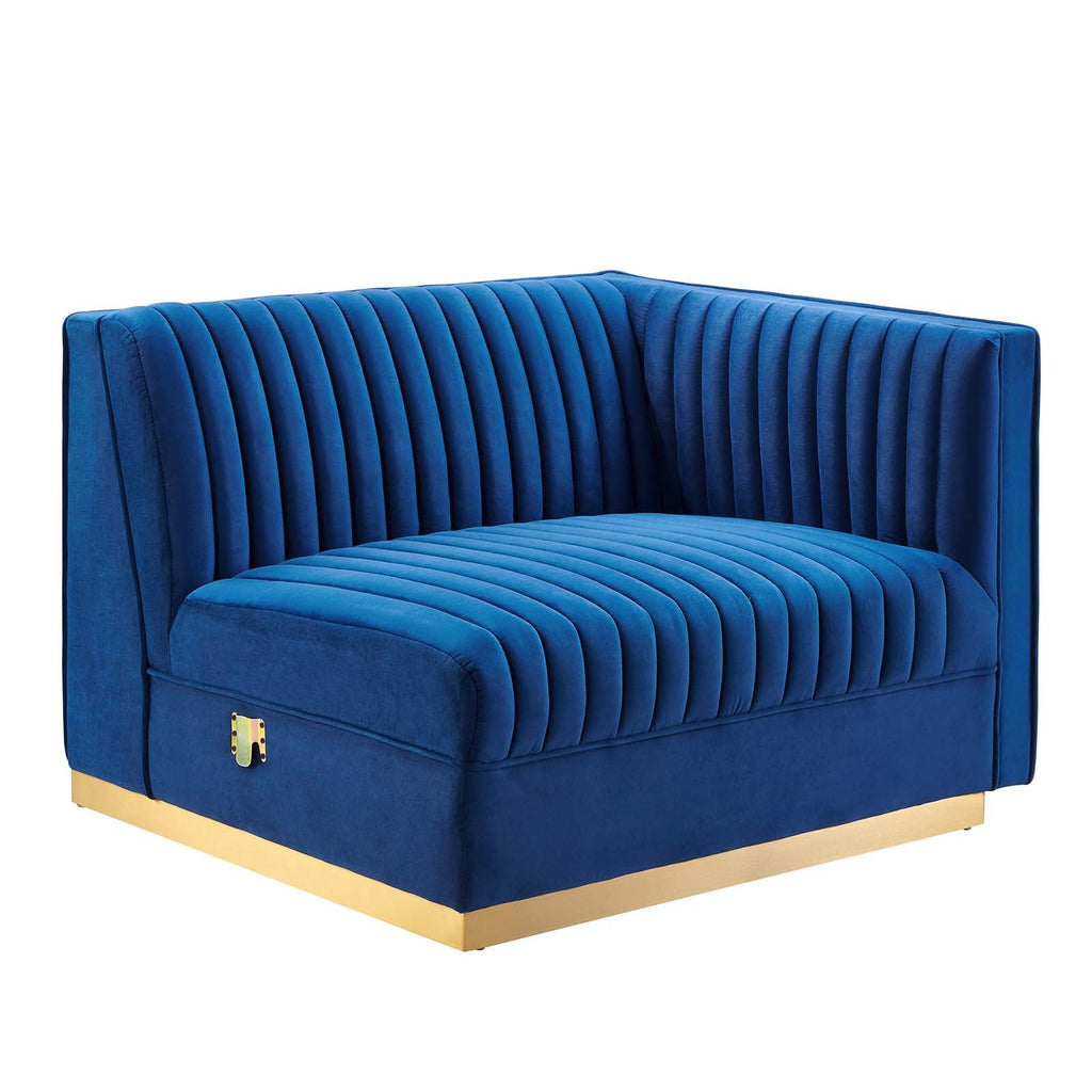 Sanguine Channel Tufted Performance Velvet Modular Sectional Sofa Right-Arm Chair by Modway