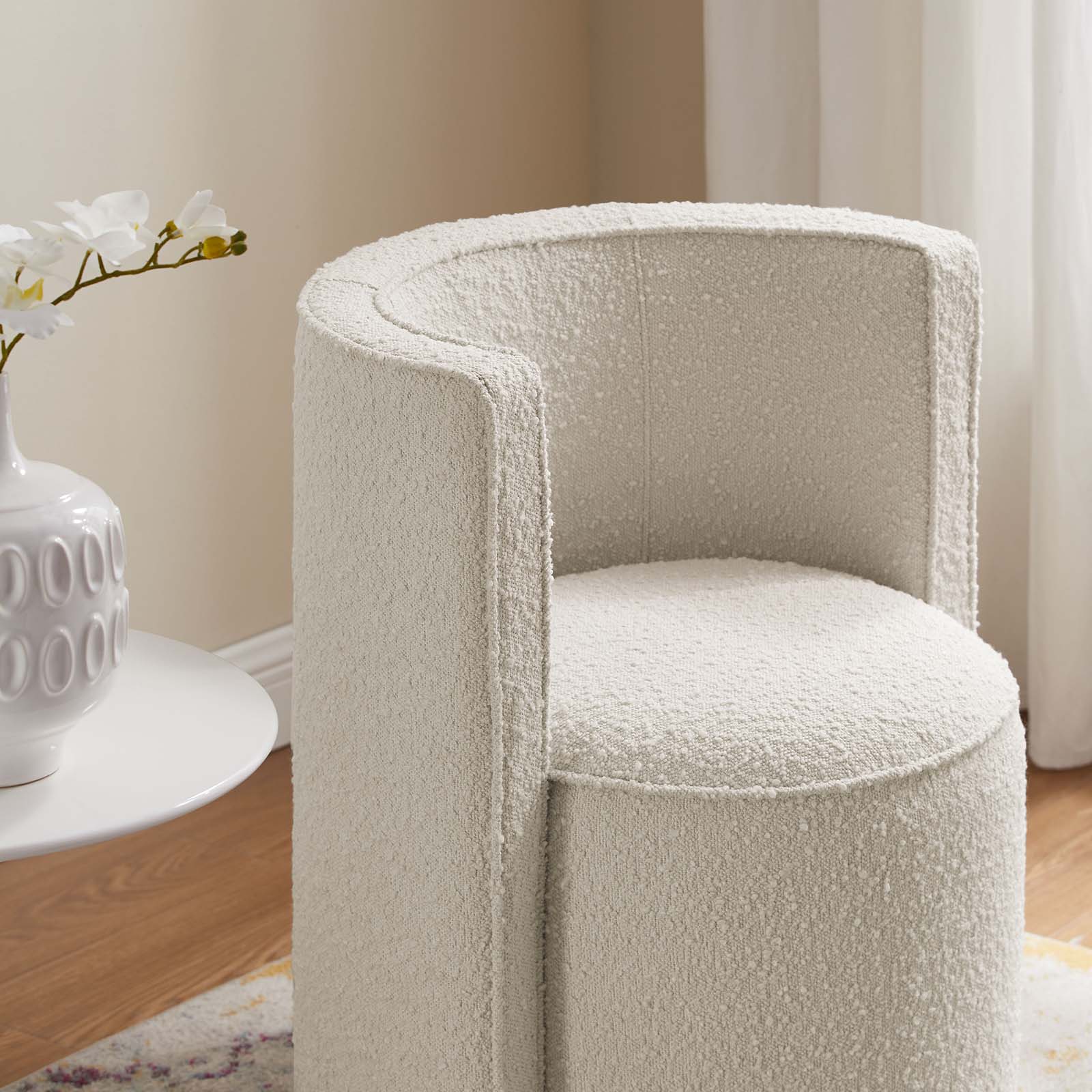Della Boucle Fabric Swivel Chair by Modway