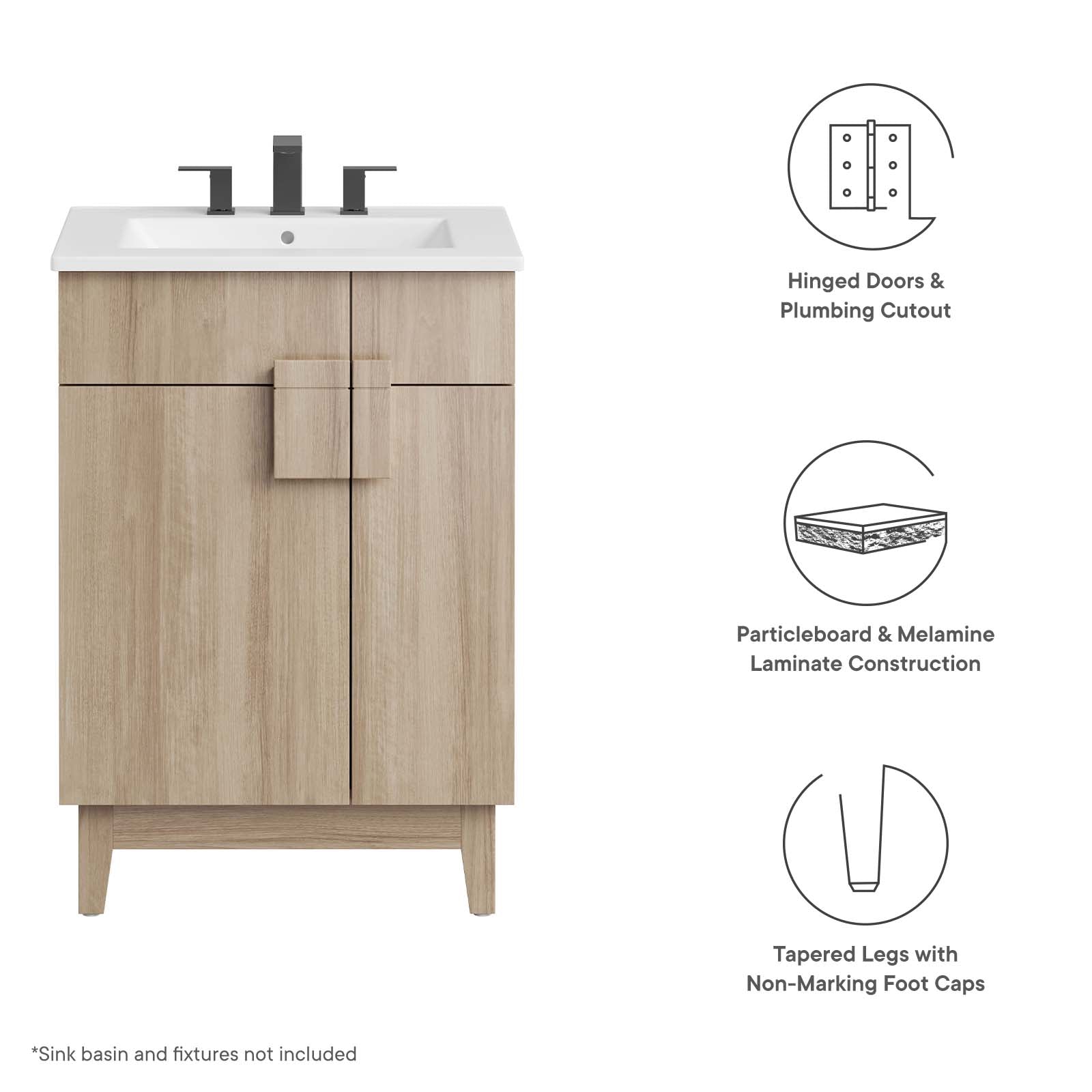 Miles 24" Bathroom Vanity Cabinet (Sink Basin Not Included) by Modway