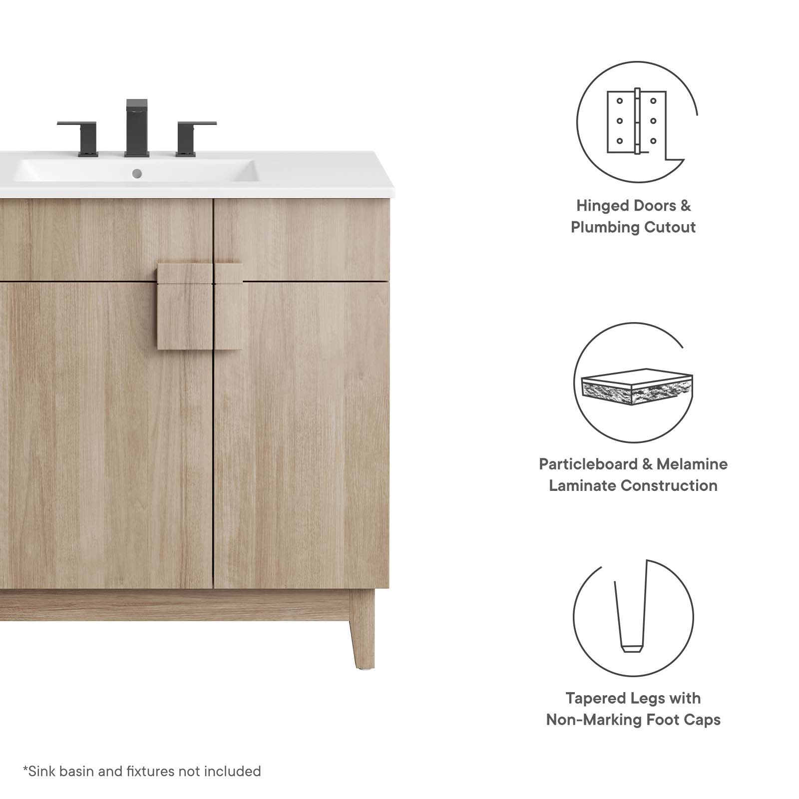 Miles 36" Bathroom Vanity Cabinet (Sink Basin Not Included) by Modway